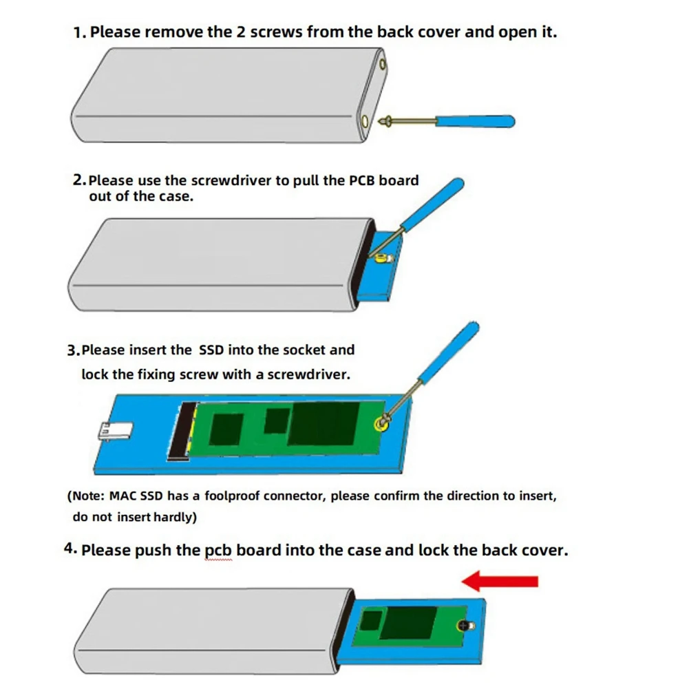 Active For Macbook 2012 Air A1425 A1398 A1465 A1466 SSD Case USB3.2 GEN2 6Gbps M.2 SATA SSD Box SSD Enclosure A-C Cable - Image 6