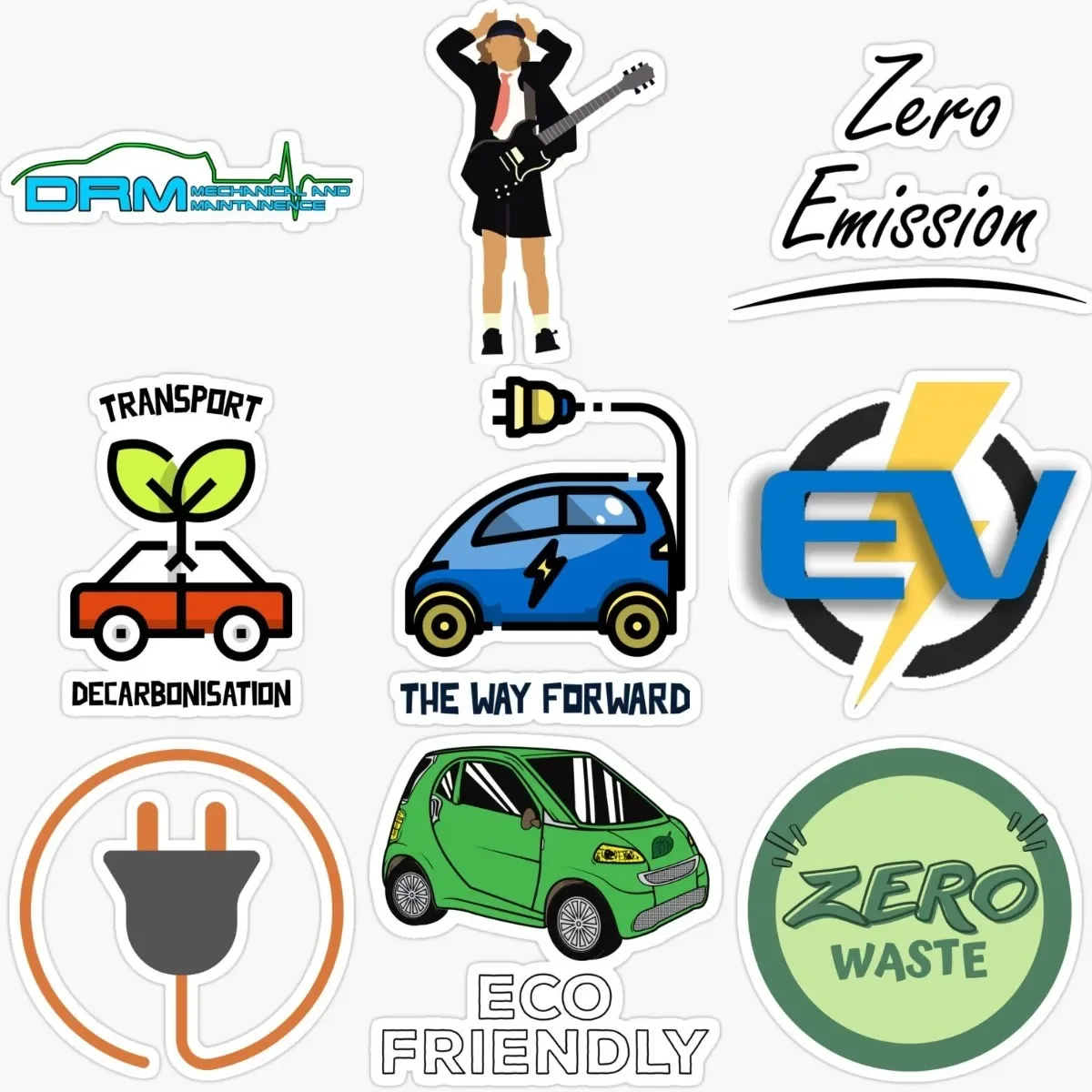 

Zero Emissions Electric Vehicle Environment Protection Creative PVC Stickers Accessories for Decorate Car Van SUV Off-road Wall