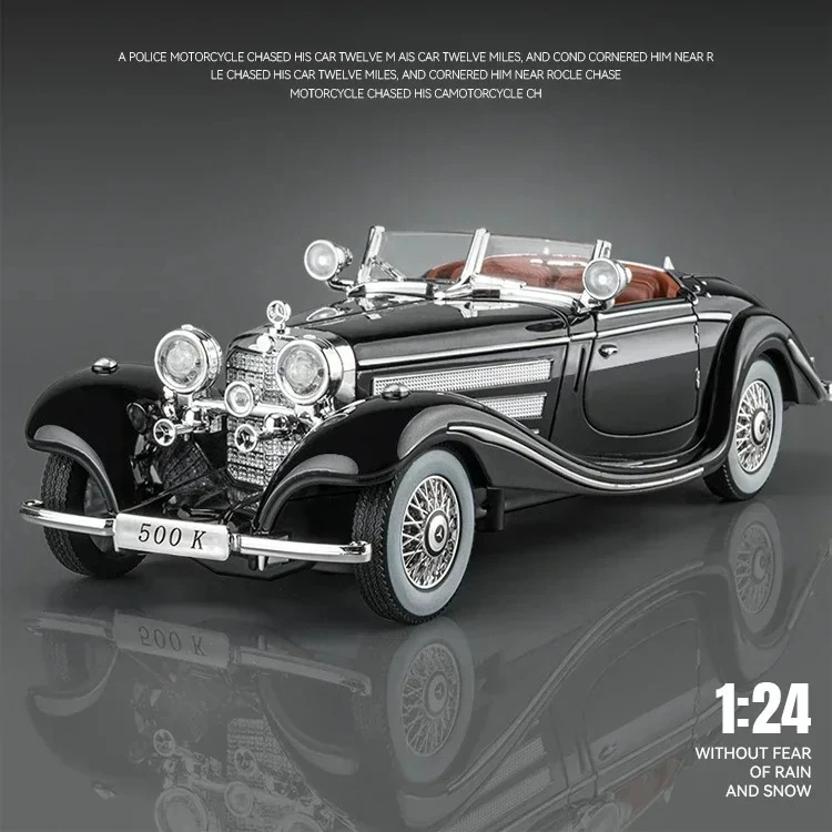 

1:24 500K Classic Car Alloy Model Ornament Sound And Light Car Toy Diecast Alloy Car Model Collectible Gift
