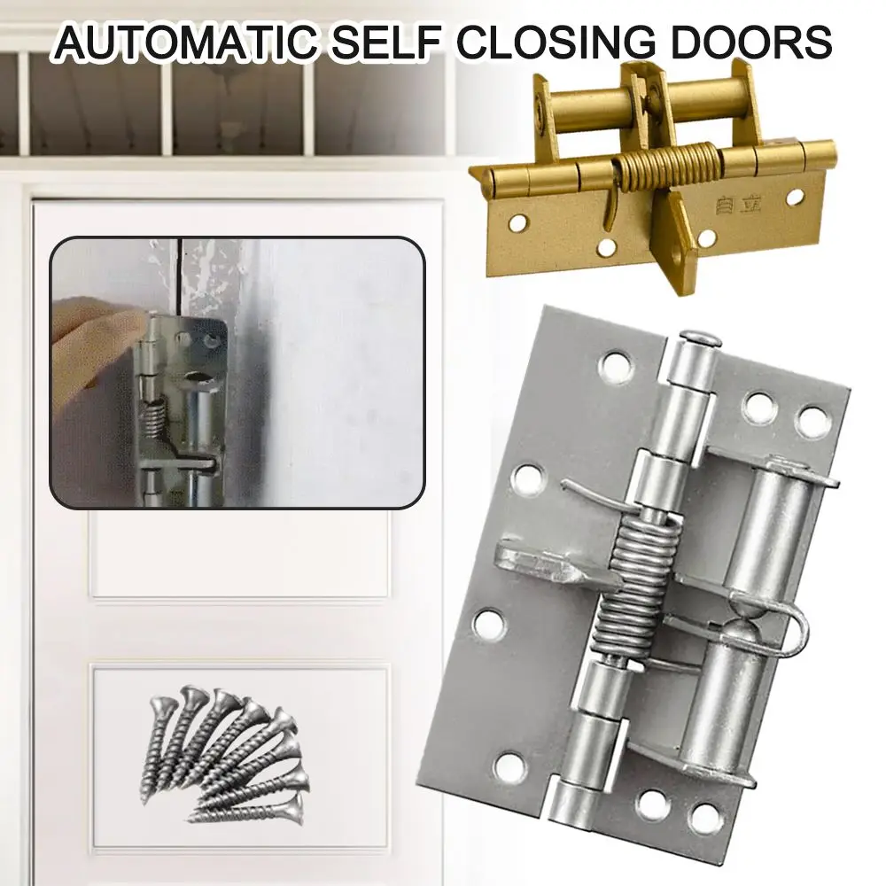 4 Inches Automatic Door Closer Hinges for Cabinet Wardrobe Multi-function Detachable Spring Hinges Positioning Door Closer