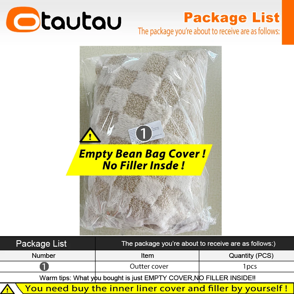 OTAUTAU Luxury Fluffy Bean Bag Cover SF141【No Filler Inside! You Need To Buy Filler By Yourself !】