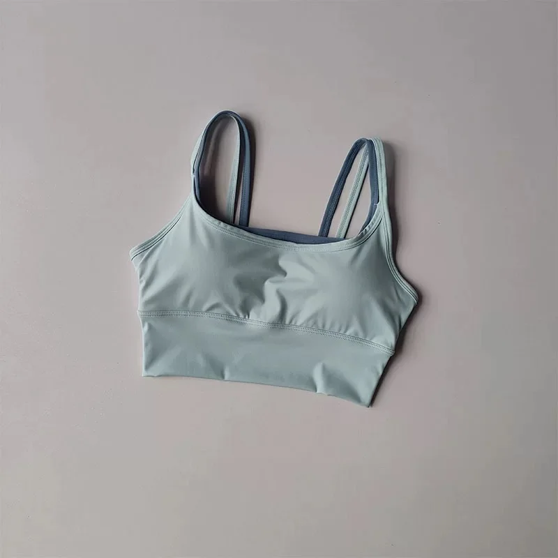Sommer-Yoga-Sport-BH für Damen, Farbblockierung, stoßdämpfende, geraffte Brustgurte, schnell trocknende Anti-Durchhang-Weste – Detail 21