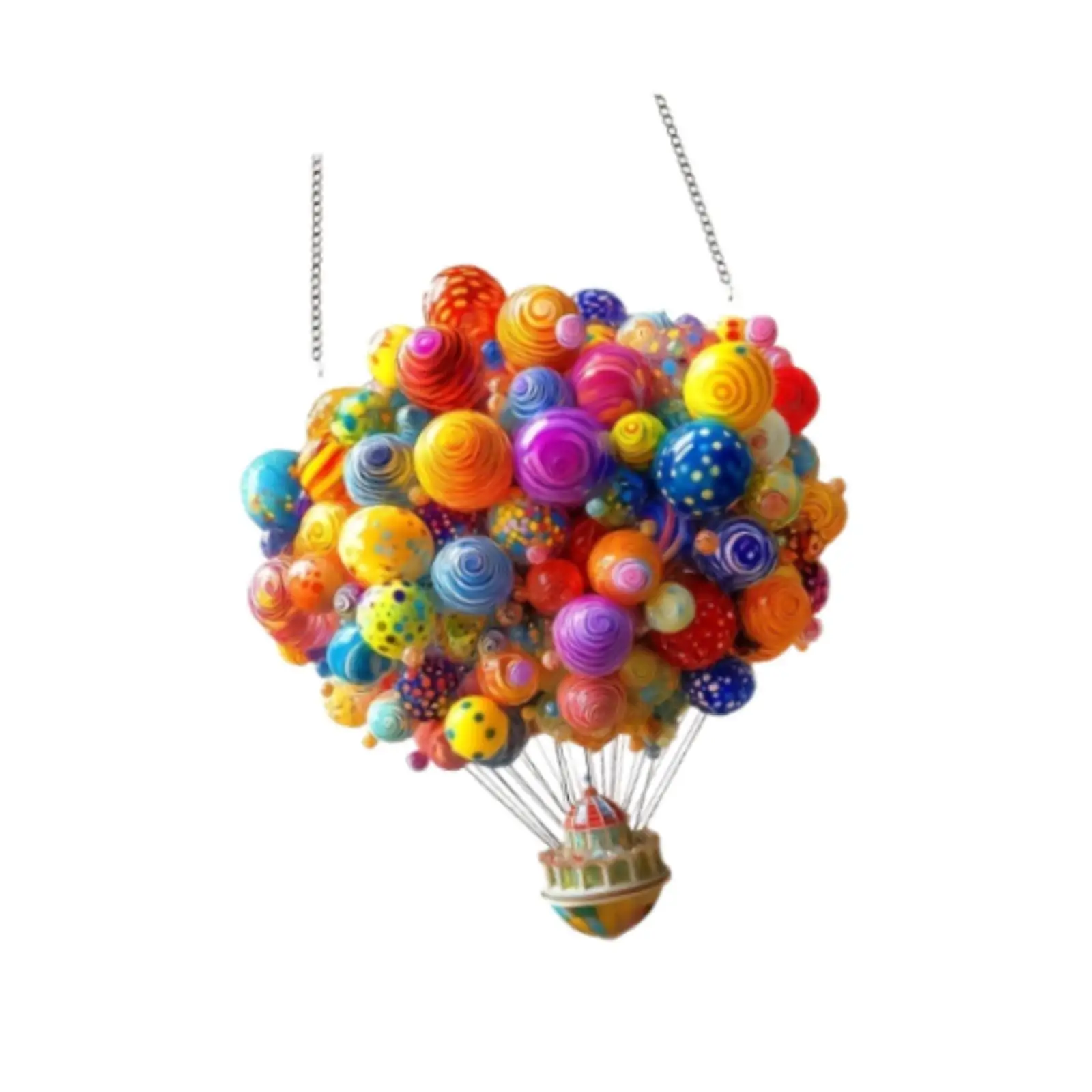 2D Flat Hot Air Balloons Hanging Ornament 7x7.8inch for Courtyard, Stairs