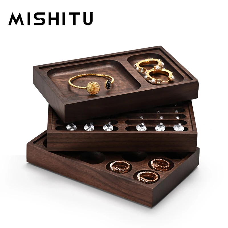 

MISHITU High Quality Wooden Jewelry Storage Tray Ring Bangle Bracelet Beading Diamond Display Tray Jewelry Organizer Display Box