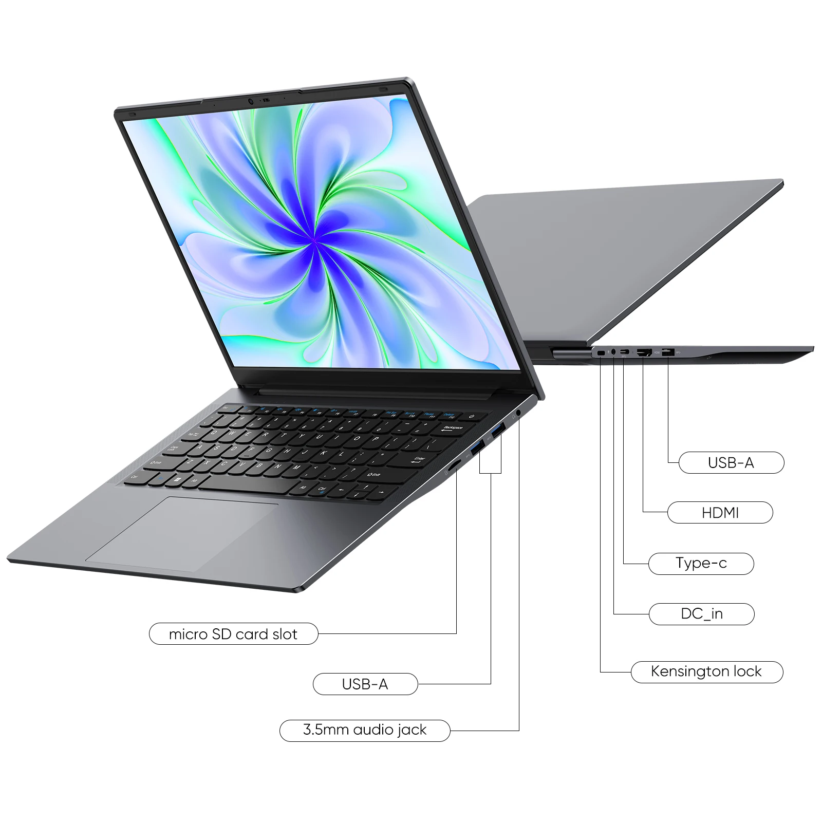 Laptop Windows 11 Pro com tela 2K de 14,1", 16 GB de RAM, 512 GB SSD, processador Intel Core, notebook ultrafino e leve