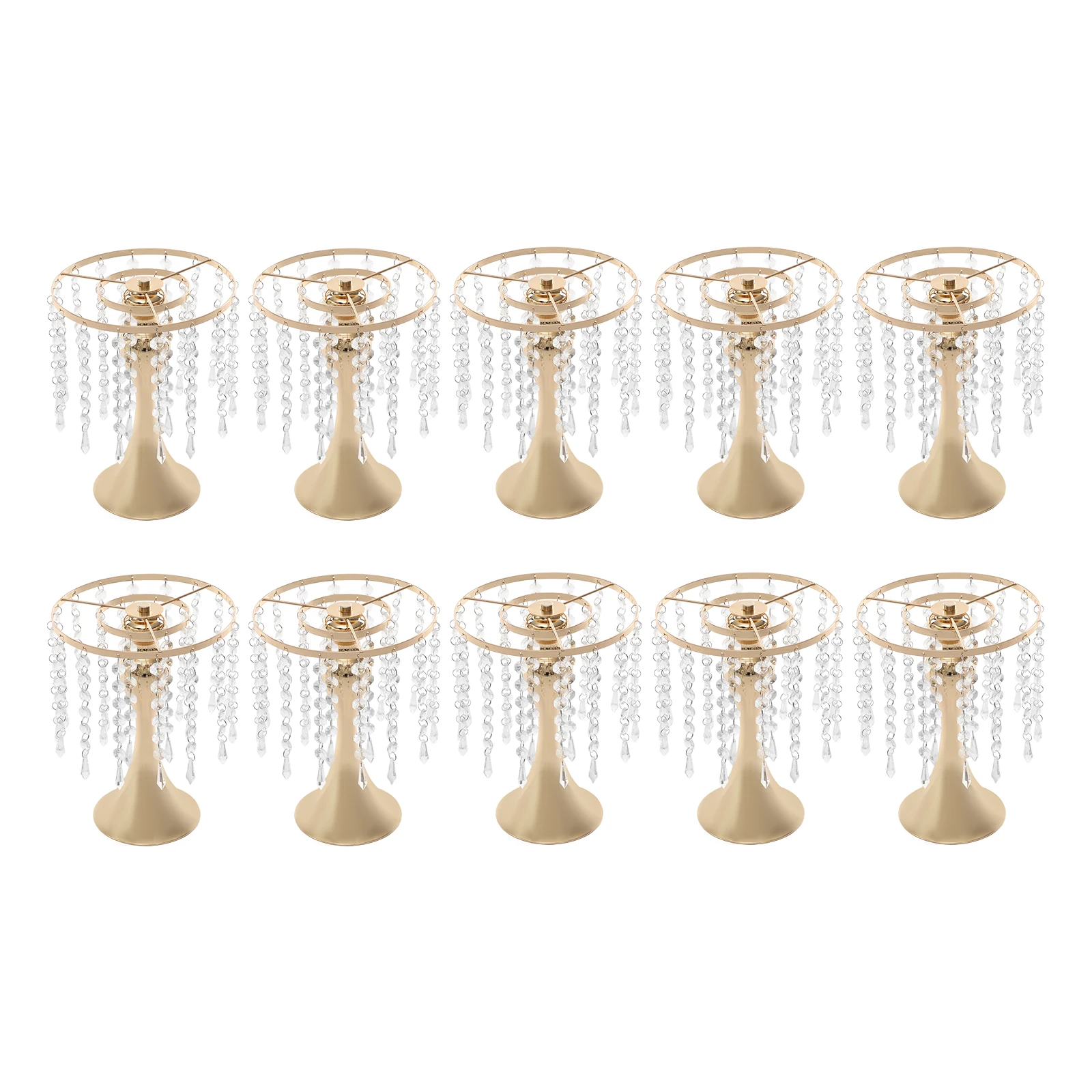 Crystal Flower Stand Crystal Wedding Flower Stand Gold Acrylic Vase Anti Deformation Durable Anti Rust Shining Flower Display Holder for Home Event Party Small