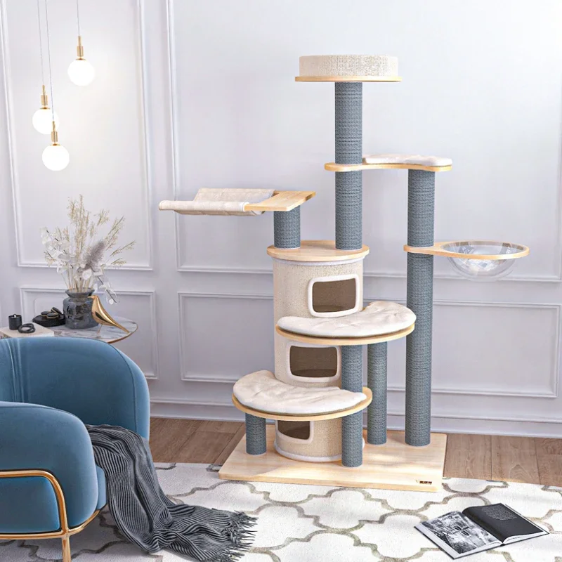 Super large solid wood cat climbing frame platform integrated quality stable cat villa furniture & Scratching Posts