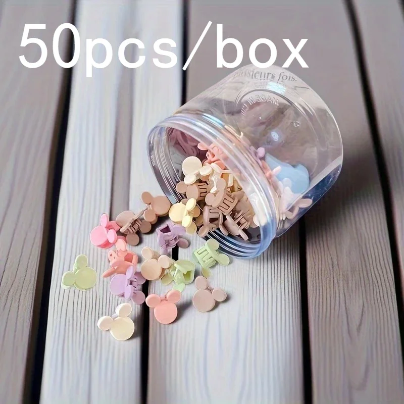 50pcs/box disney mickey Stage accessories mixed-color hair clips  perfect birthday gifts student prizes.Sweet Hair Accessories