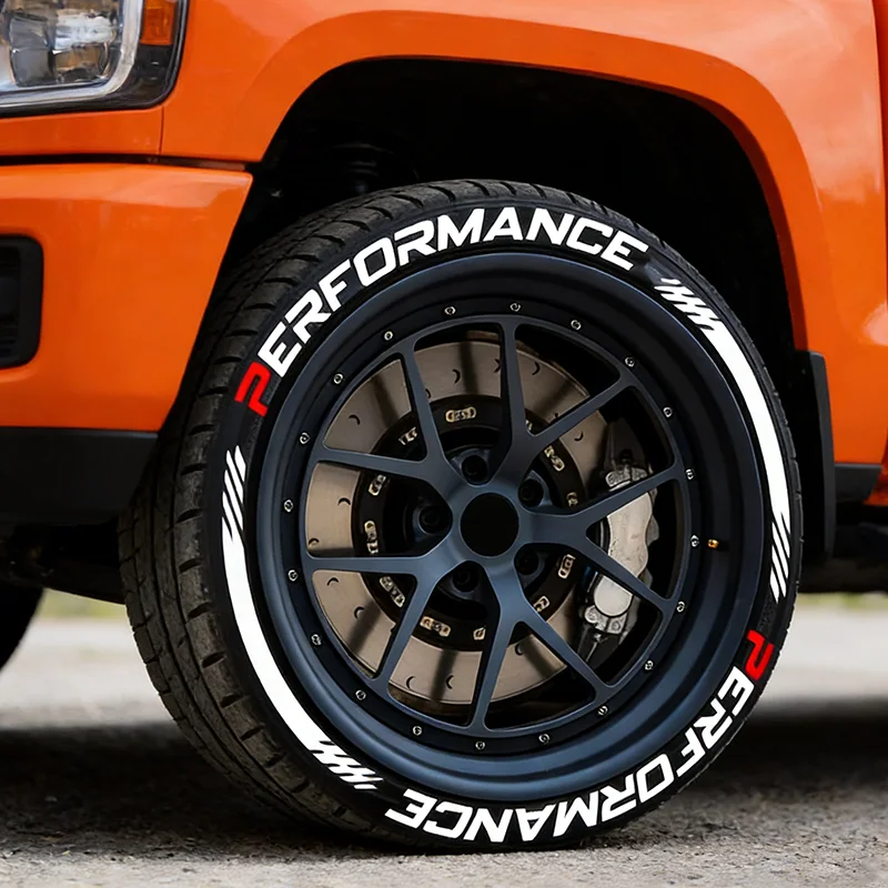 2PCS Performance Racing Tire Stickers PVC Car Tire Sidewall Decor, Glue Not Included, Buy Adhesive Separately