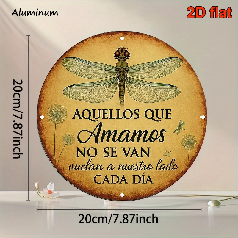 Round Spanish-Style Aluminum Sign, Vintage Decorative Plaque with the Inscription 