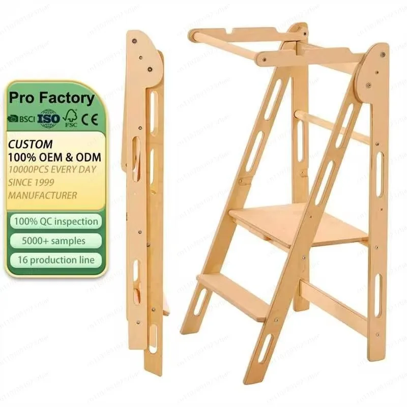 Kitchen Helper Toddler Tower Foldable Children's Step Stool Learning Tower