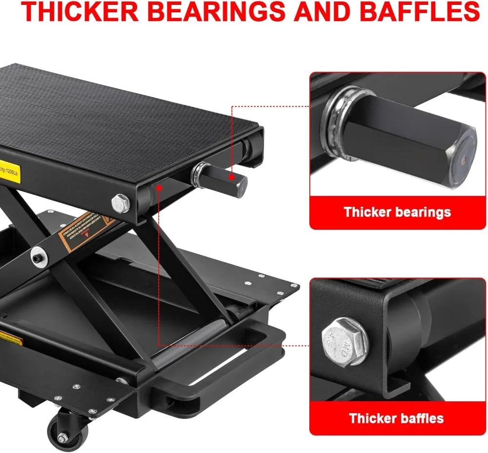 1200 LBS Motorcycle Lift Jack with Dolly, Scissor Jack for Dirt Bike ATV Garage Repair Hoist Stand