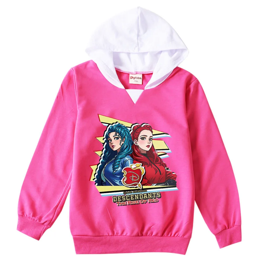 Descendants 4 Children Clothing Girls The Rise of Red Hooded Long Sleeve Tops Kid Birthday Pullover Tracksuit Cartoon Sweatshirt