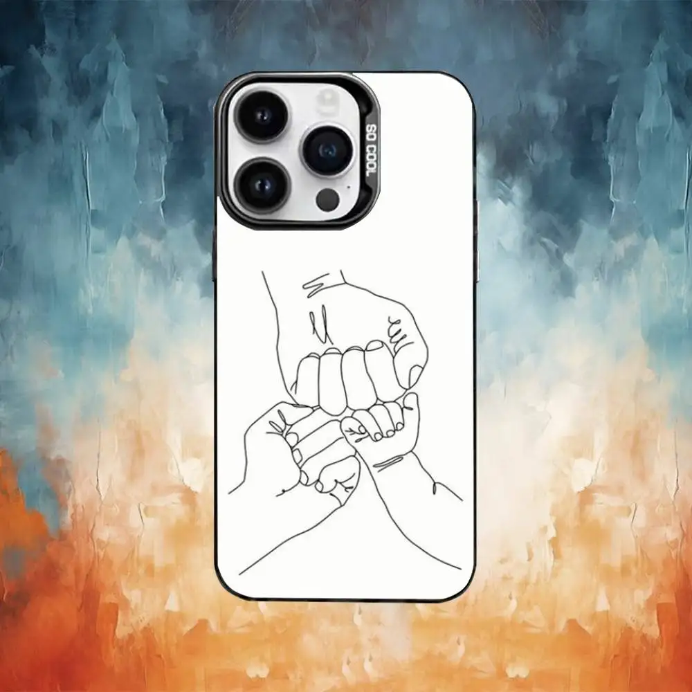 حافظة هاتف يدوية للأم والابن والابن لهاتف آيفون 17،16،15،14،13،12،11 بلس، برو ماكس غطاء مقاوم للصدمات من الحلوى السوداء غير اللامعة