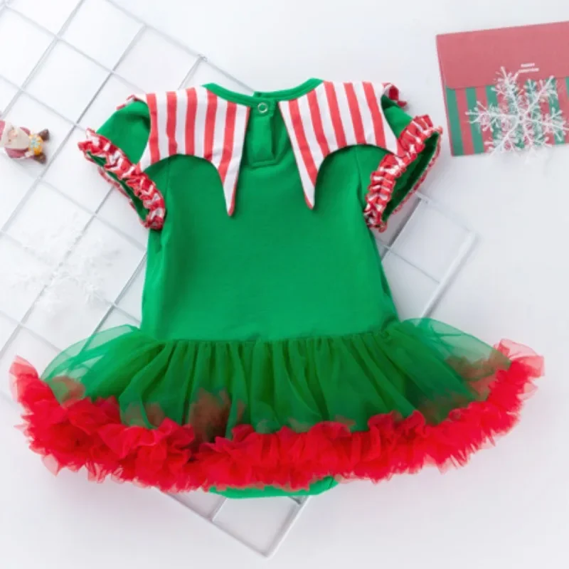 Baby Girl Clothes Christmas Newborn Princess Party Dresses Infant Toddler Print Birthday Short Sleeve Costume 0-24M Baby Dresses