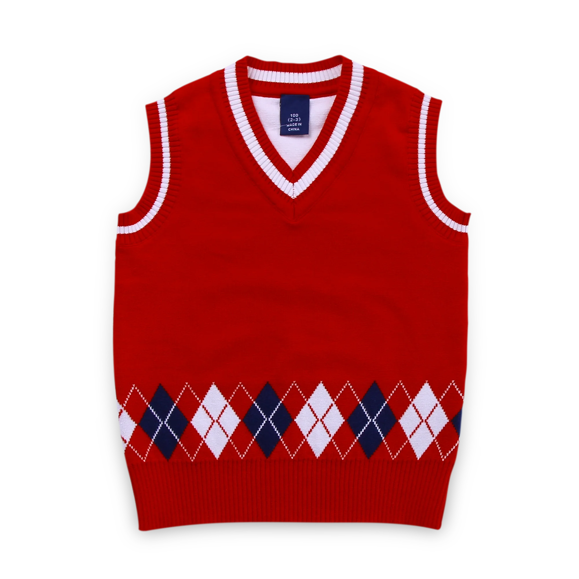 Kids Argyle Knitted Sweater Vest Little Boys Autumn Winter V Neck Sleeveless Pullover Sweater Geometric Vest Children Clothes