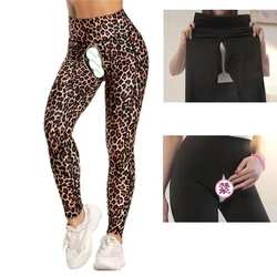 Open Crotch Outdoor Sex Erotic Pants Printed Snake Pattern Fitness Fashion Running Sports High Waist Stretch Yoga Leggings Women