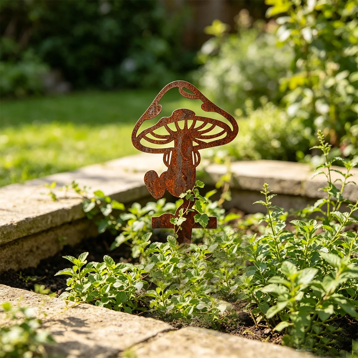 1Pc Iron Art Garden Decoration, Fun Mushroom Garden Sign, Yard Decoration, Vintage Garden Decor, Cute Mushroom Sign, Unique Outdoor Plant Ornament
