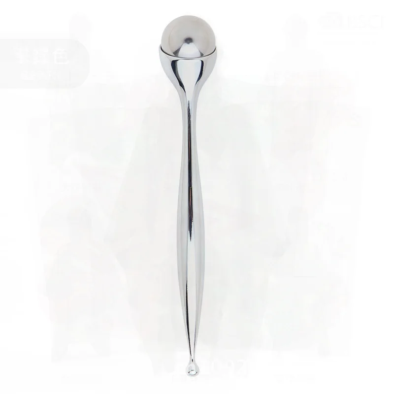 Strumento per massaggio oculare con rotazione a 360 gradi Strumento per la cura degli occhi in stick per crema per gli occhi in acciaio inossidabile argento per la terapia di bellezza del viso