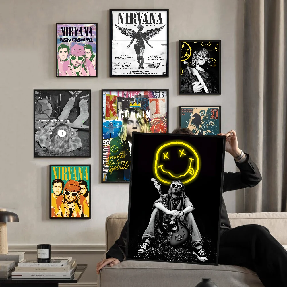 N-Nirvana Poster Sticky HD Quality Wall Art Retro Posters For Home Kawaii Room Decor