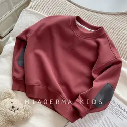 Spring Solid Sweatshirt 2024 New Kids Long Sleeve Cotton Pullover Autumn Children Clothing Fashion Loose Casual Tracksuits 2-8 Y