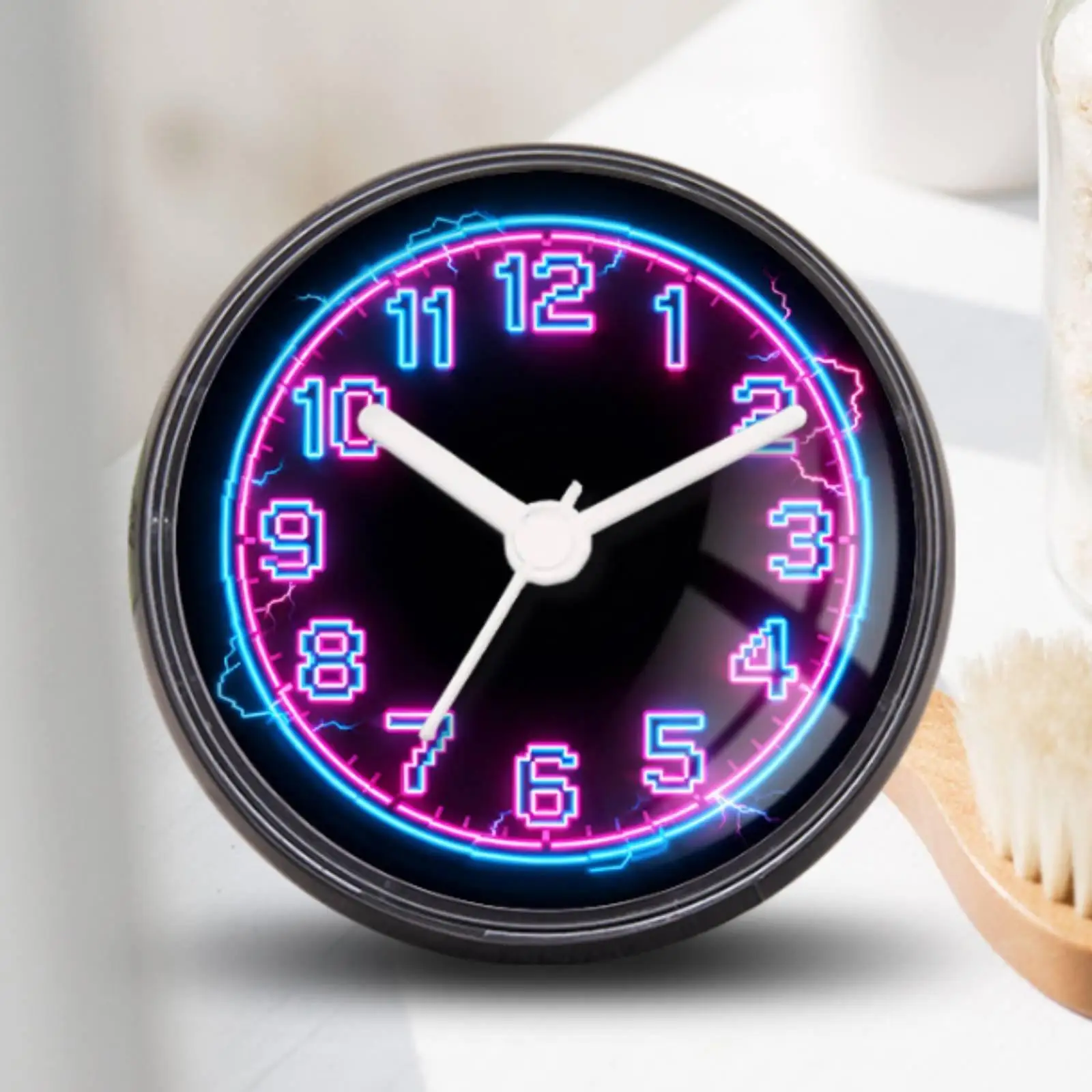 Waterproof Bathroom Clock Compact Suction Mounted Wall Timekeeper Luminous Dial for Tile Glass and Mirror
