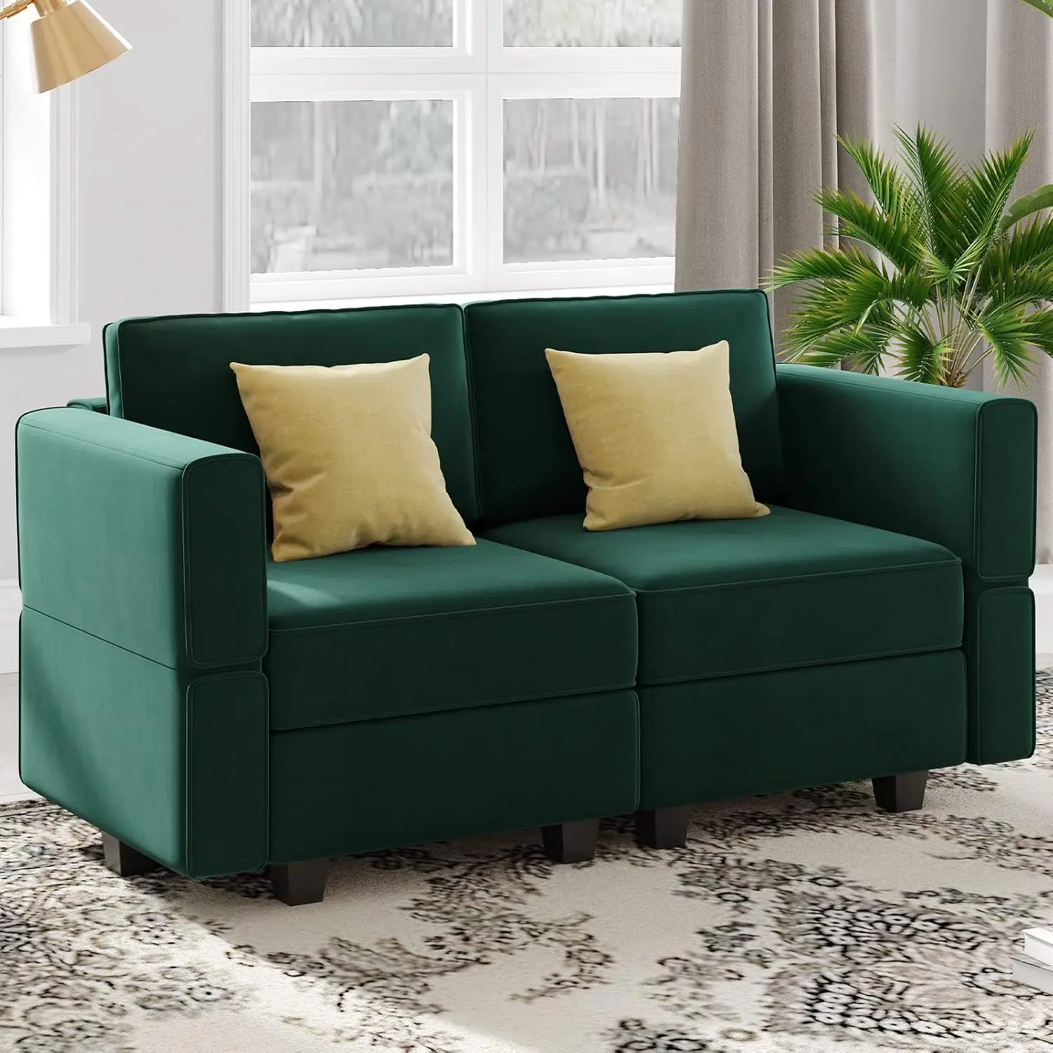 

Modular Loveseat Sofa Couch with Storage Seats Velvet 2 Seater Love Seats for Small Spaces