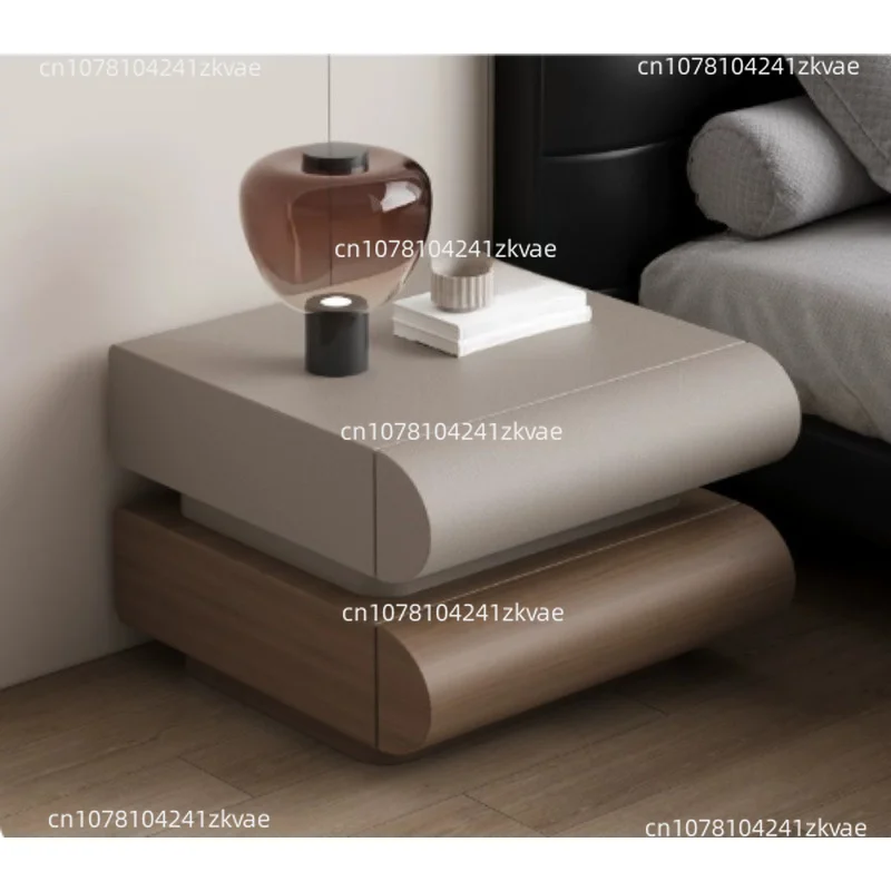 Modern multi-functional bedside table household bedroom wood grain color matching complete storage cabinet