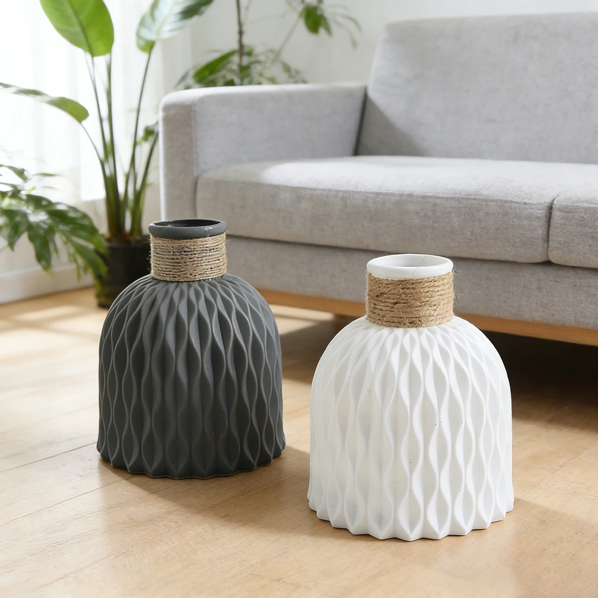 1PC Water Ripple Plastic Vase Wave Flower Pot Arrangement Modern Nordic Style Home Living Room Desktop Decoration Ornament ﻿