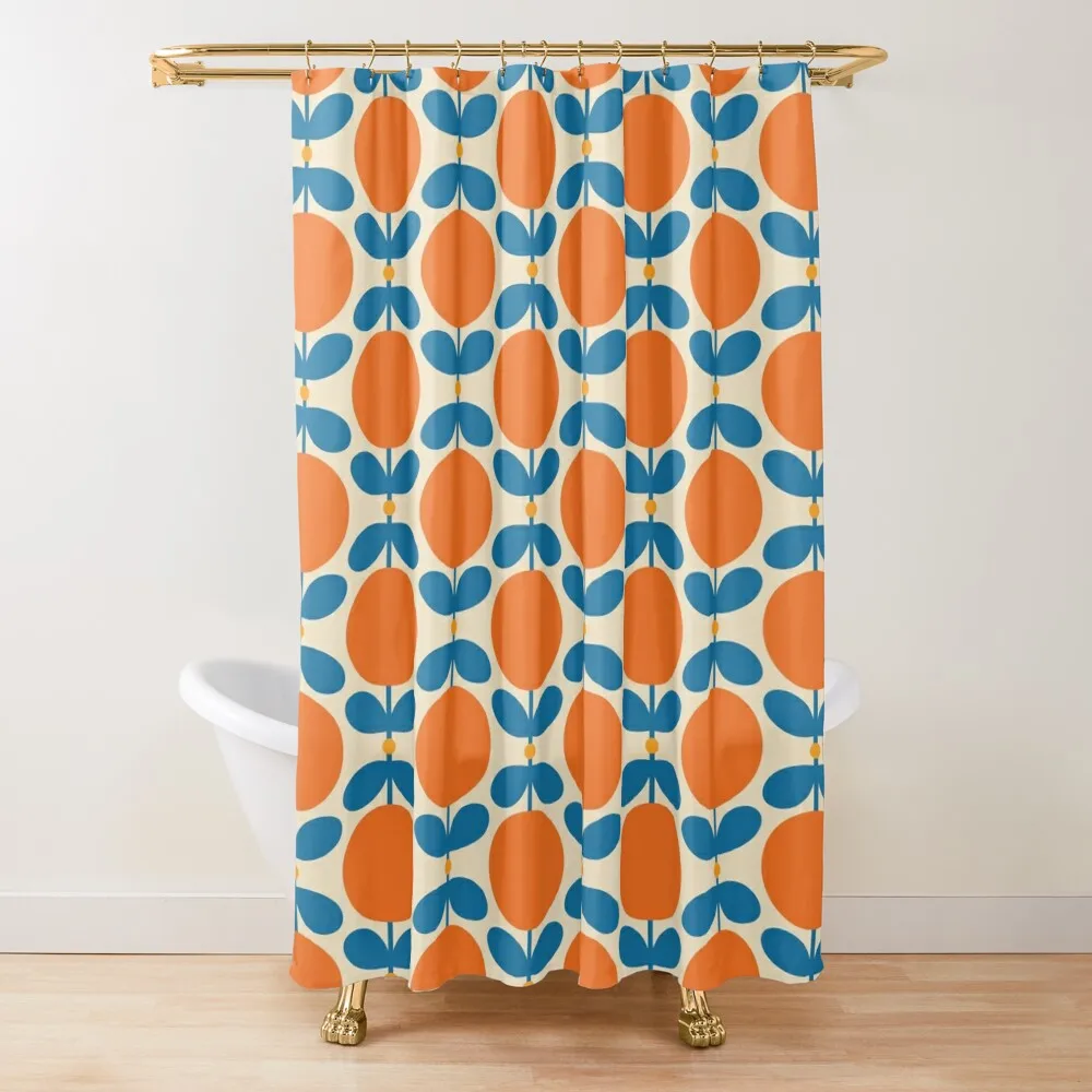 

Retro Orange Blossom Pattern Shower Curtain Bathtub Bathroom And Shower Products For Bathroom Curtain