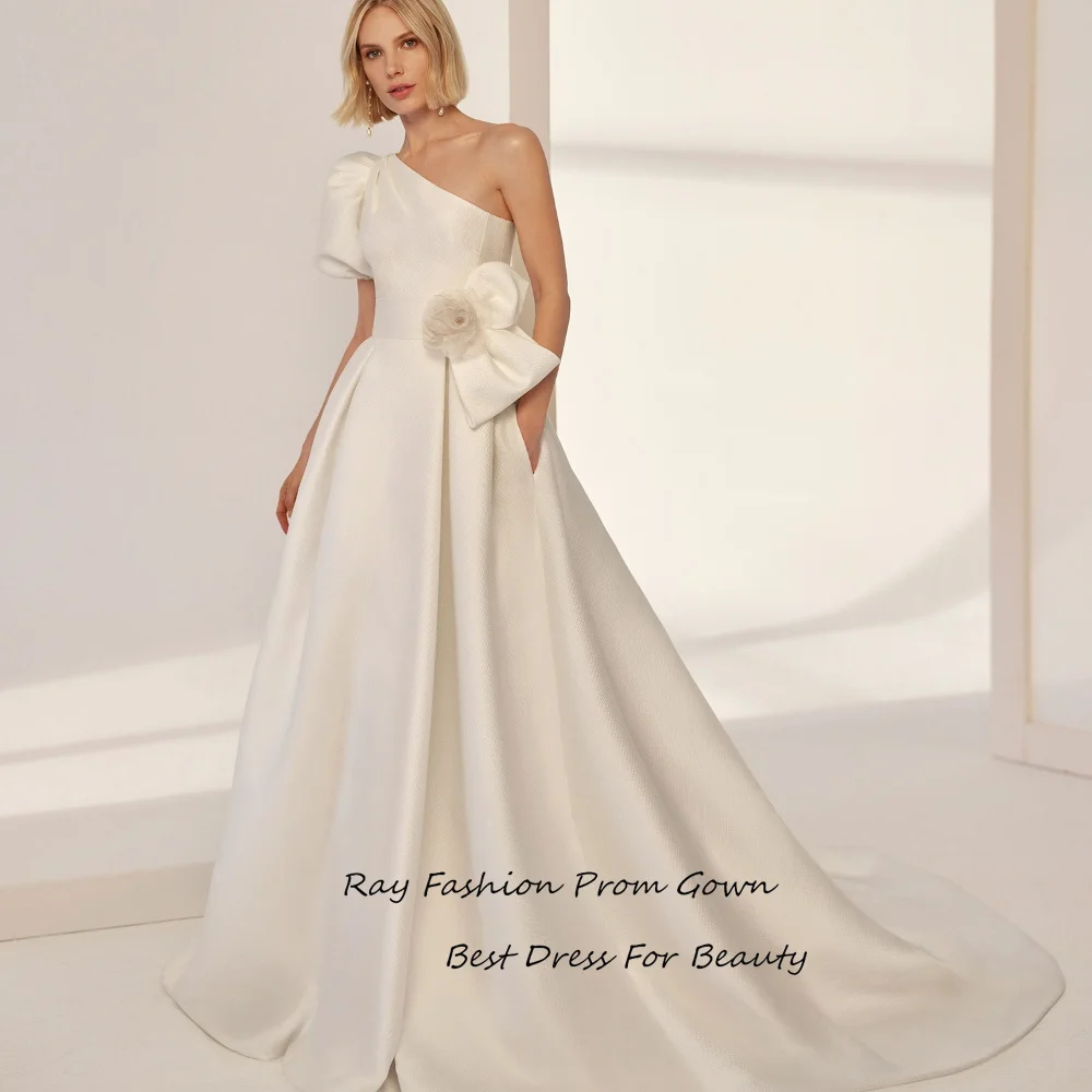 Ray Vestido de novia Classic Wedding Dresses Floor-Length One-Shoulder Elegant Trumpet 3D Flower Bridal Gowns For Women 2024