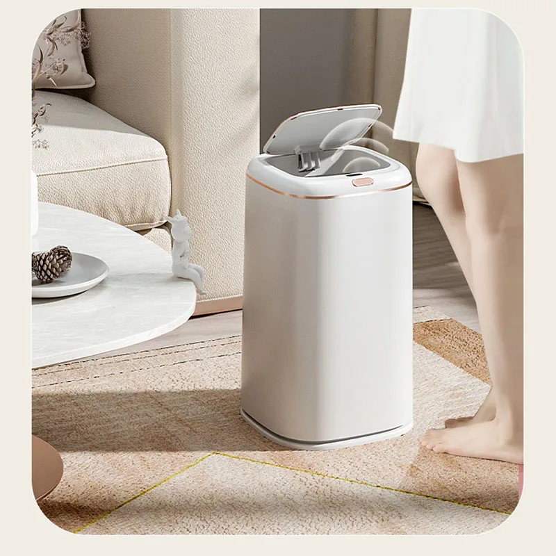 Trash Sensor Smart Touchless Induction Lid Can Bin With Wastebasket Capacity Bathroom For Kitchen Large Trash