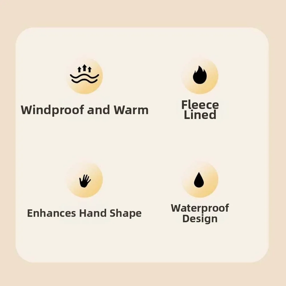Подарочные мягкие перчатки из искусственной кожи с защитой от холода, водонепроницаемые бежевые варежки с сенсорным экраном, однотонные плиссированные ветрозащитные варежки для вождения