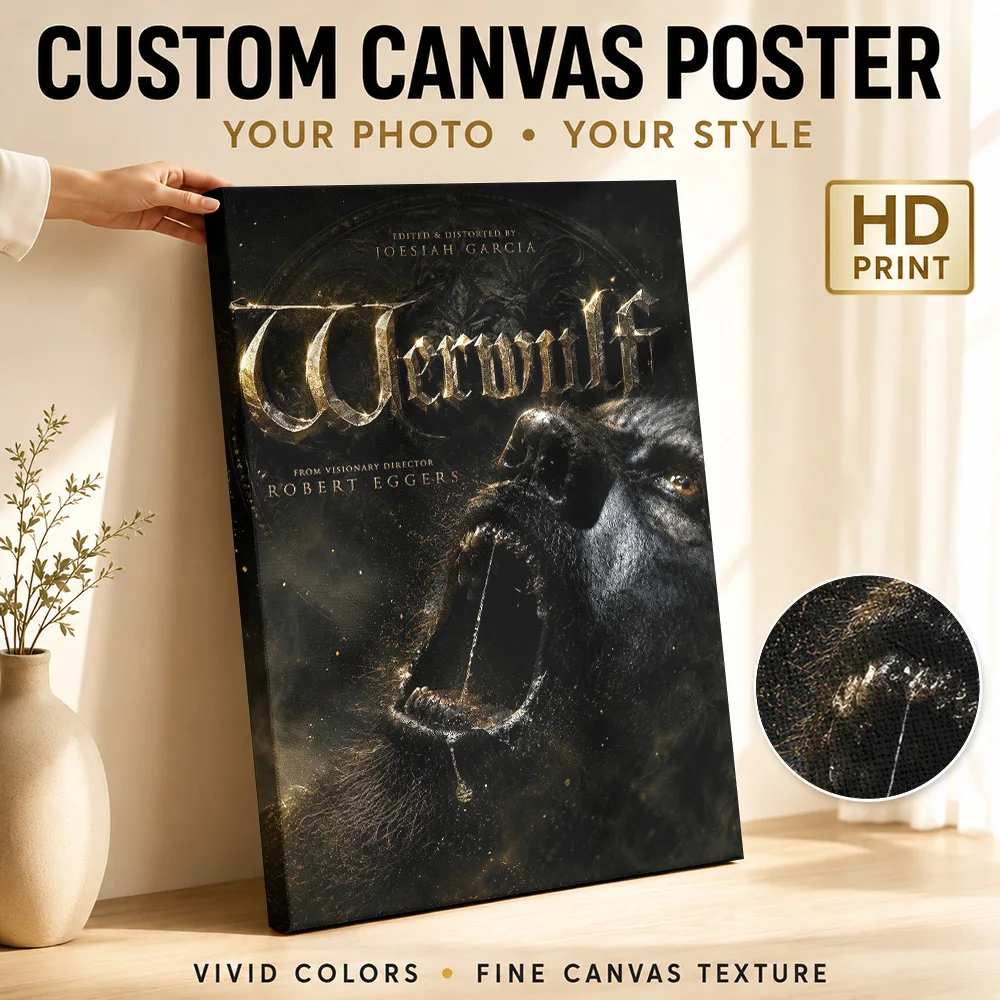 Werwulf Movie Concept Canvas Print Customized Photo Expressive Brushwork Wall Art For Film Screening Room, Cinema Lover Gift