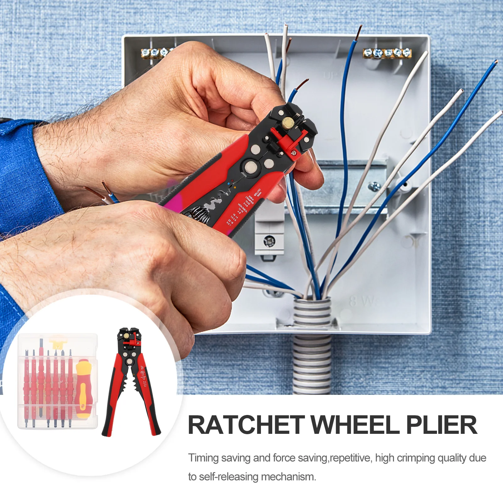 1Set Comfortable Grip Wire Stripper Set High Quality Plastic Materials Insulated Screwdriver Assorted Color Electrician Tool