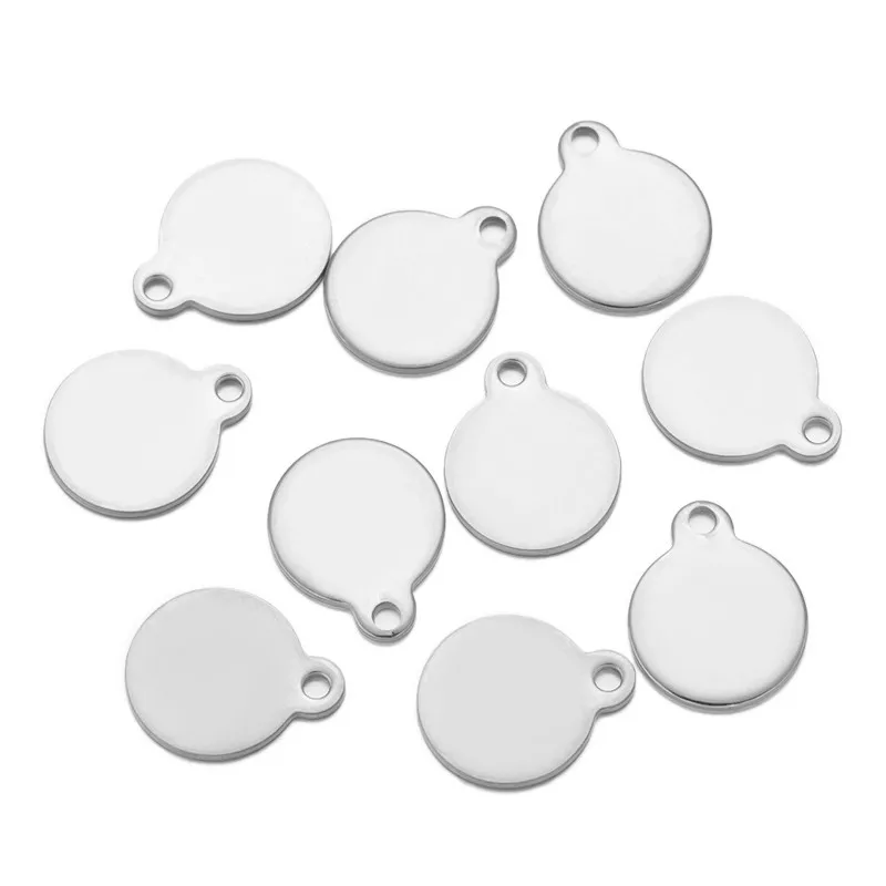 Round Blank Tag Pingente para DIY, colar, pulseiras, brinco, encantos, fazer jóias, acessórios, suprimentos, artesanato, descobertas, 10Pcs, Lot