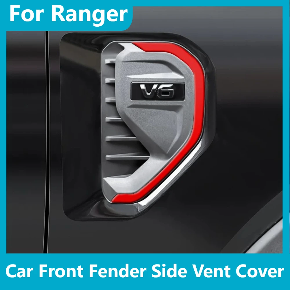 For Ranger V6 2023-2025 Car Front Fender Side Vent Cover Decor Trim Anti-scratch Stylish Modified Exterior Auto Accessories