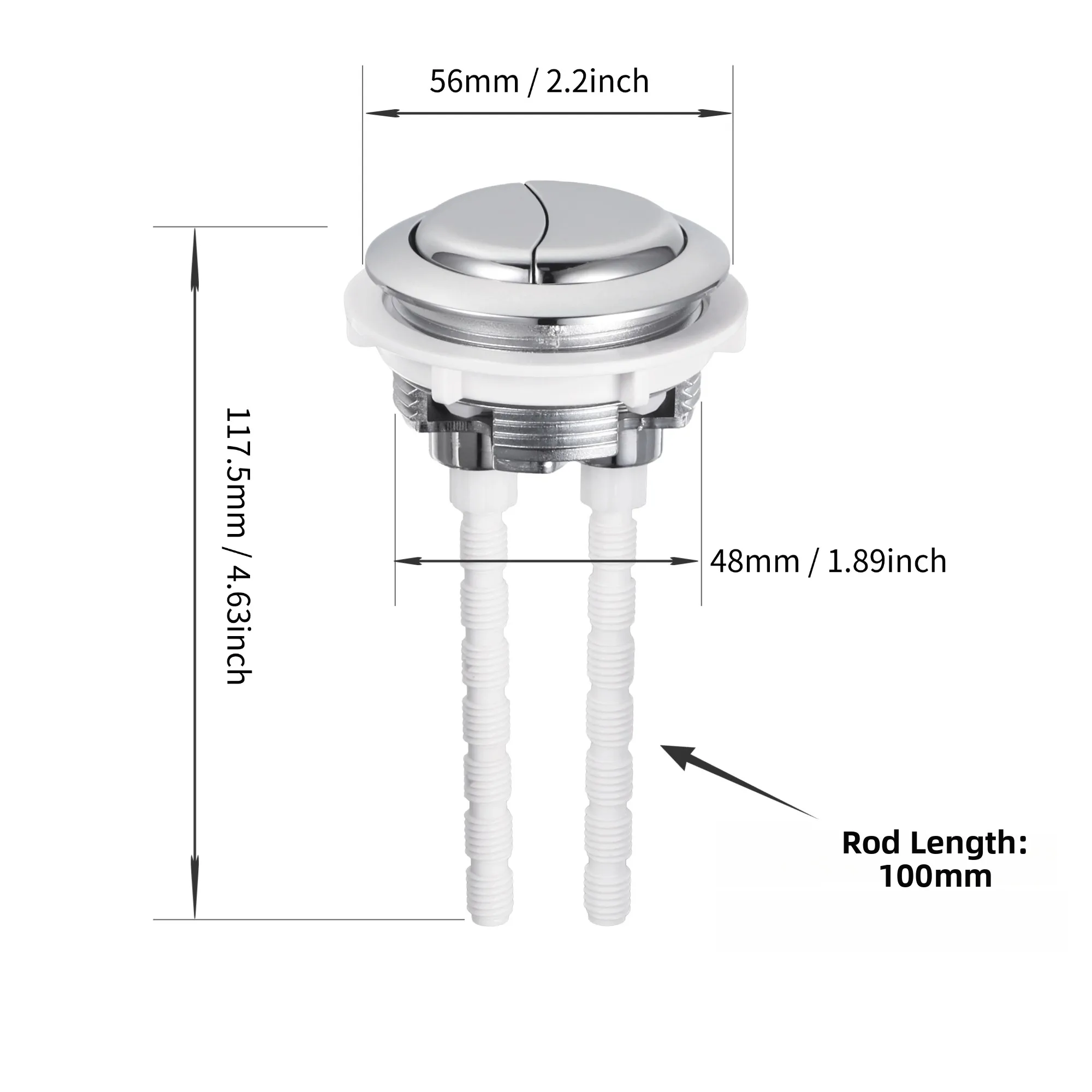 Toilet Accessory Dual Flush Button Brushed Finish Easy Installation DIY-cut Pole Length Sturdy ABS Construction