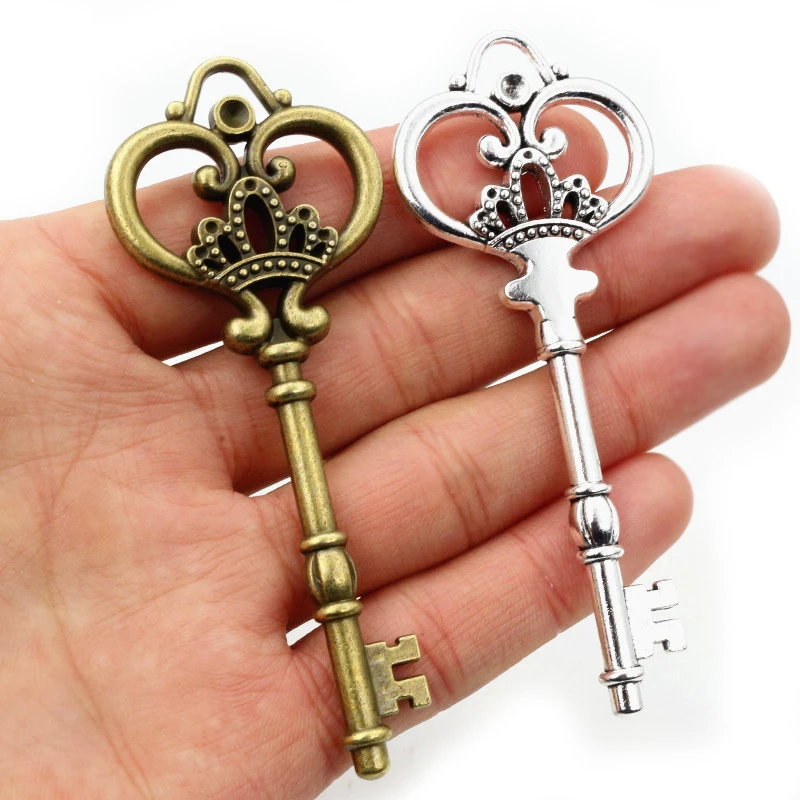 84x33mm 1 szt. Antyczny brąz posrebrzany klucz ręcznie robione wisiorki Charms: DIY na bransoletkę naszyjnik