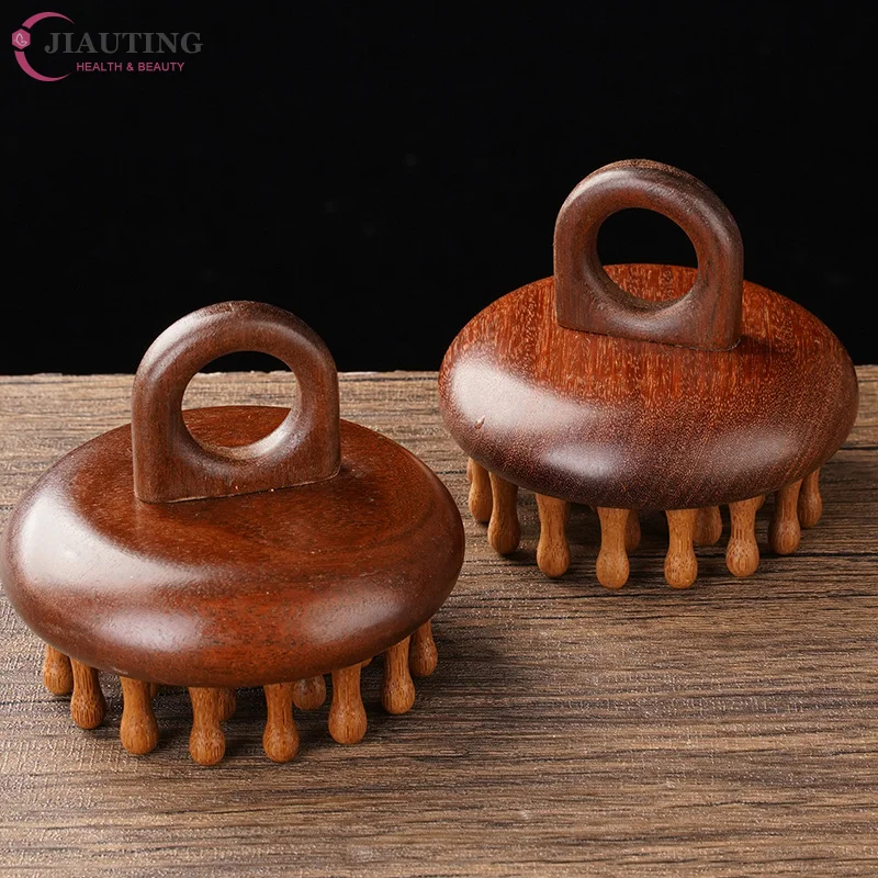 

Многофункциональная массажная расческа: портативный массажер для головы с круглыми зубцами, деревянный массажер Гуаша для кожи головы с кольцом