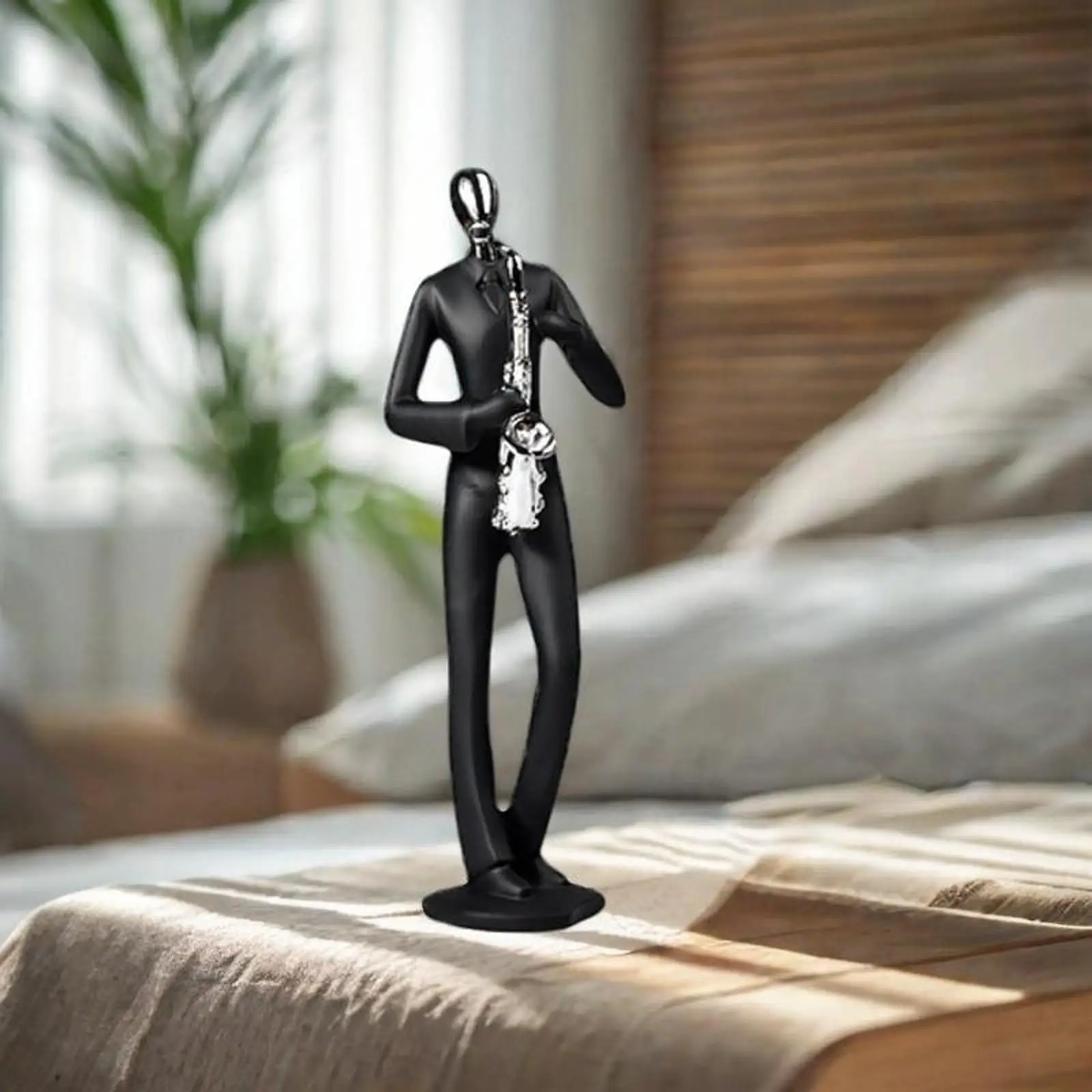 Giocatore di sassofono Musicista Figurina Resina da collezione Scultura decorativa Regalo musicale per Bar Hotel Libreria Armadio da ufficio