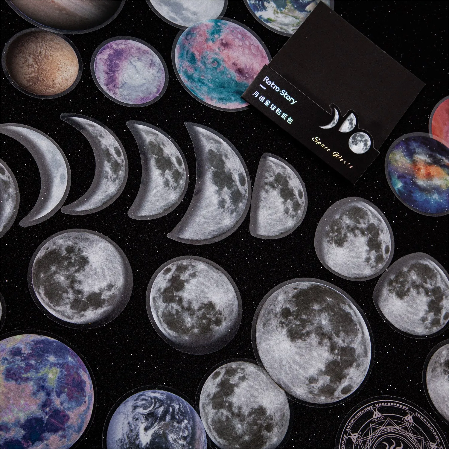 15 Pcs Scrapbooks Stickers Decals DIY Decoration Moon Phase planet Stickers For Laptop Scrapbook Suitcase Notebooks Album