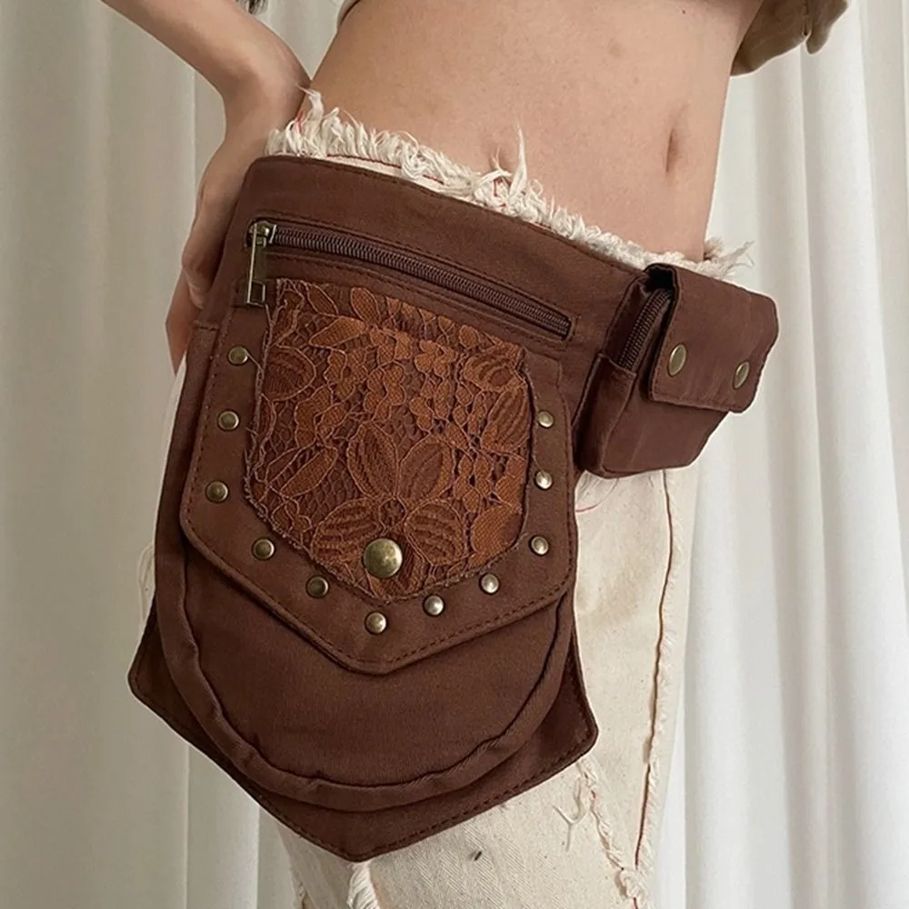 Nuevos paquetes de cintura con cinturón de estilo étnico, bolsa deportiva multifuncional de viaje con cinturón de pierna caída Retro ligera