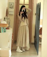 Boho Beach Women's Skirt - Linen Cotton Blend Elastic Waist Long Pleated Maxi, Vintage Summer Casual Skirt Faldas Saia 5