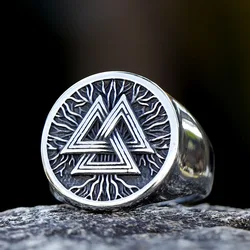 2023 New fashion 316L Stainless Steel Viking Valknut Ring Amulet For Man Dropshipping free shipping