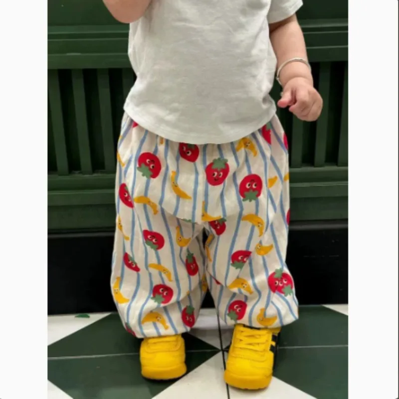 Cute Children's Mosquito-Resistant Casual Long Pants Summer Thin Version Unisex Kids Fashionable Versatile Loose Fit Pants