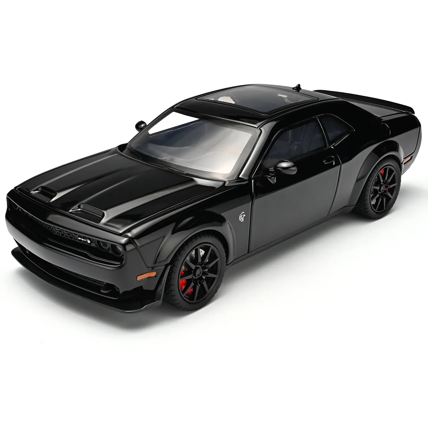 1:24 Hellcat Spray Version Alloy Car Model with Sound and Light Spray Window Fun Toy Home Decoration Hobby Collection