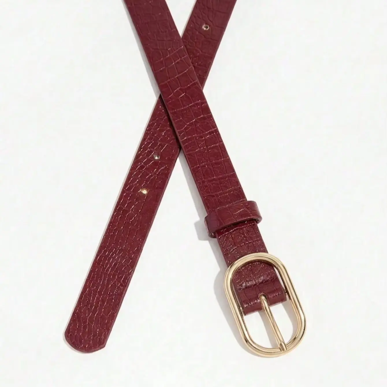 1pc women's vintage wine-red embossed belt, a versatile daily commuting belt, suitable for daily commuting and casual outings