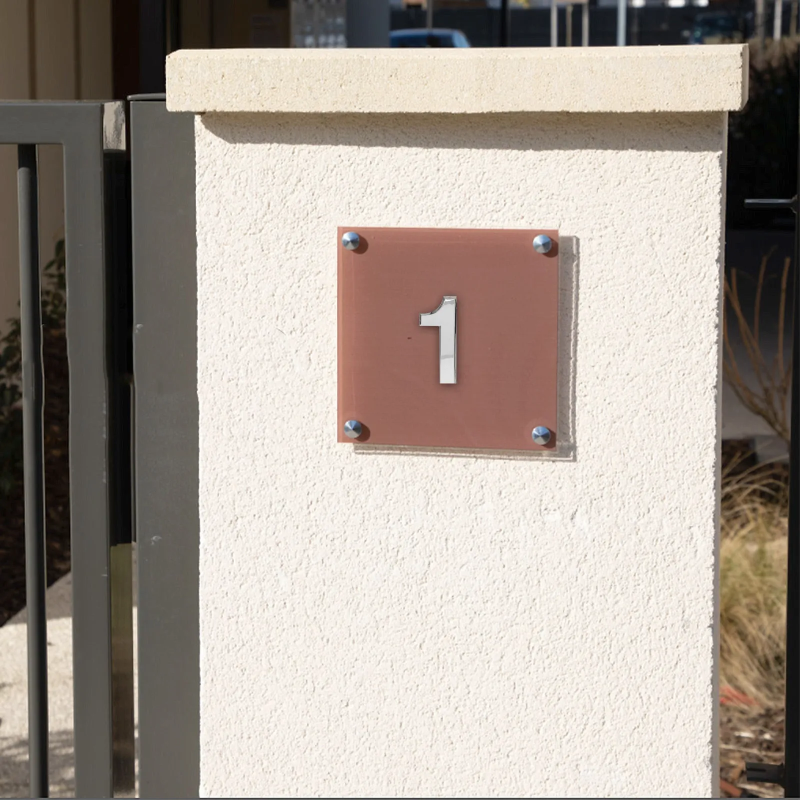 Modern 3D Silver Door Number Sticker Self-Adhesive Weatherproof Outdoor Address Sign for Mailbox Apartment Door Front