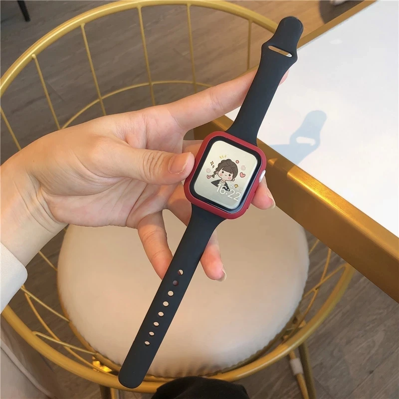 Slim Silicone strap for Apple watch band 45mm 41mm 38mm 42mm soft wrsit correa belt bracelet iWatch serie 7 3 4 5 se 6 40mm 44mm